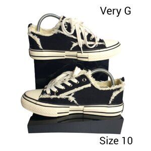 Very G Womens Sneakers10 Black Cream Low Top Dako Skater Edgy Hip 90's Band NEW